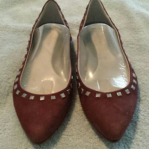 CK Genuine suede pointed toe studded flats